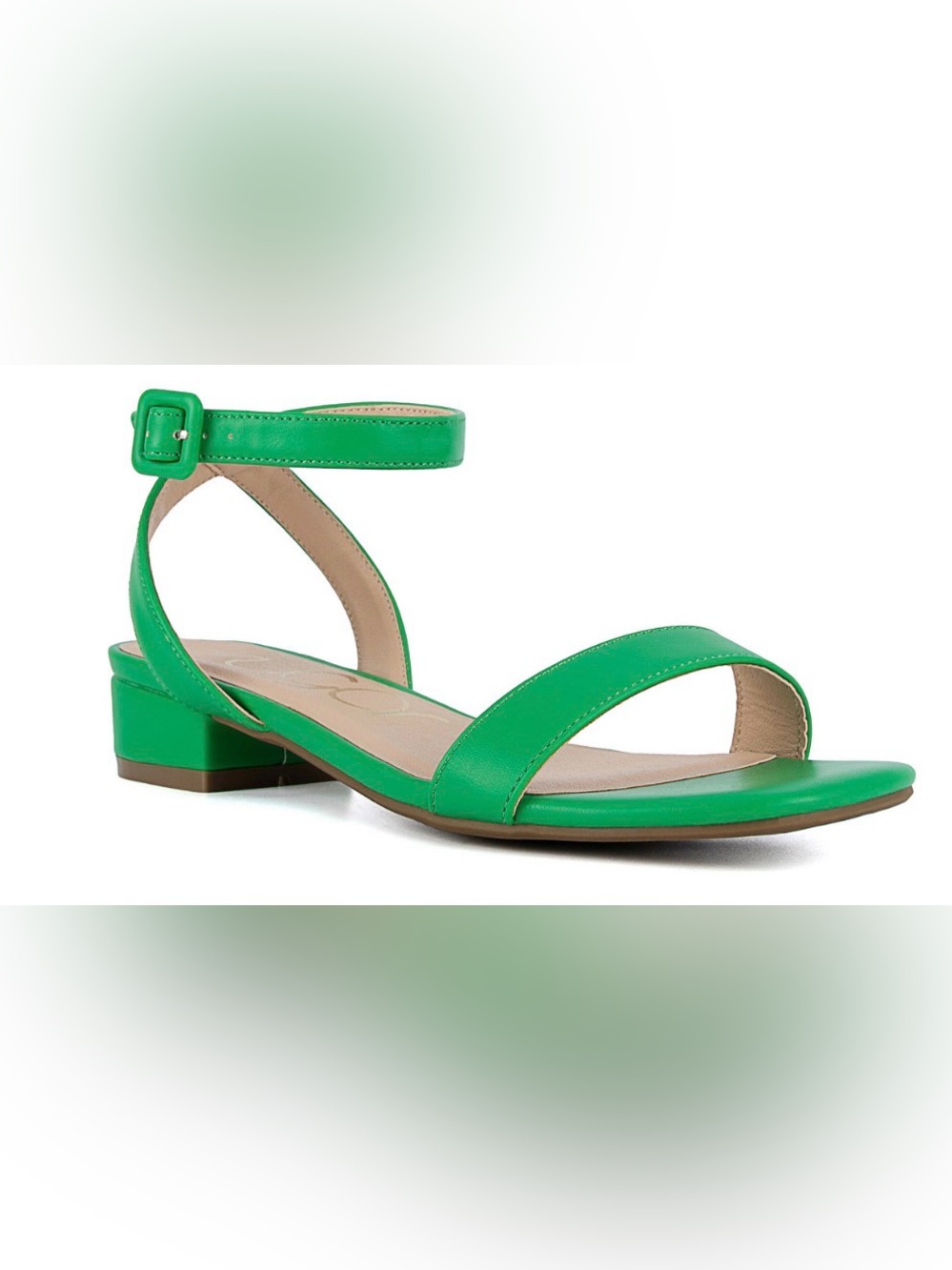 Sugar Green Low-Heel Ankle-Strap Sandals